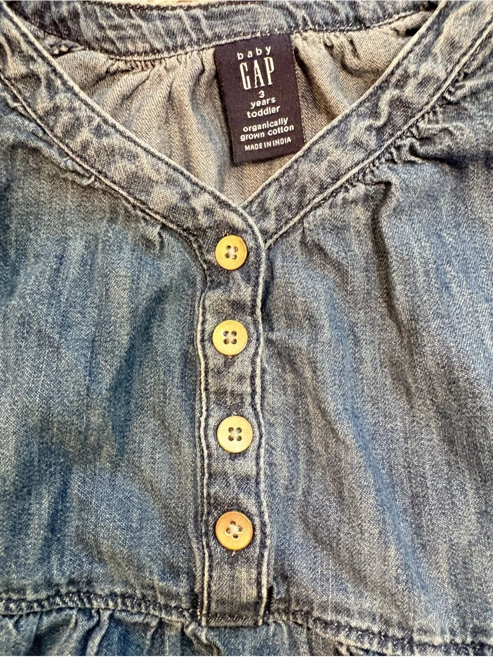 babyGap Organically Grown Cotton Tiered Denim Henley Dress
